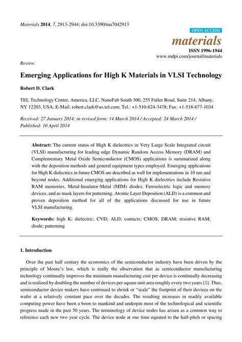 Pdf Emerging Applications For High K Materials In Vlsi Technology