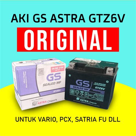 Jual Aki Motor Vario 125 150 110 Original Gs Astra Gtz6v 12v 5ah Battery Accu Kering Sealed Mf