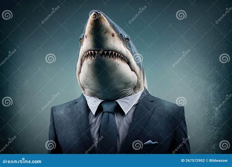 Realistic Shark Dressed In A Business Suit Generative Ai Stock Illustration Illustration Of