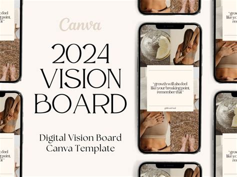 2024 Digital Vision Board Canva Template Vision Board Template Vision