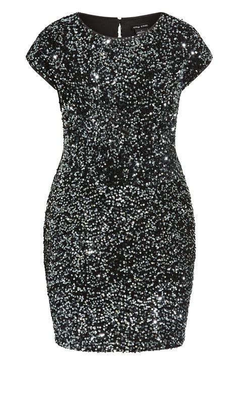 Evans Black Sequin Shift Dress Evans