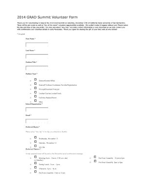 Fillable Online Engage Csusb Grad Summit Volunteer Form Bcsusbb