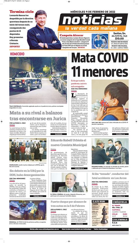 Conoce la Portada de Hoy Noticias de Querétaro