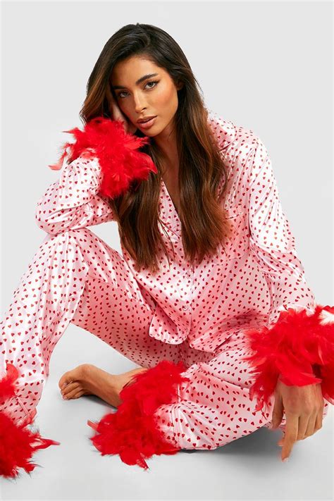 Premium Heart Feather Pyjamas Boohoo Uk