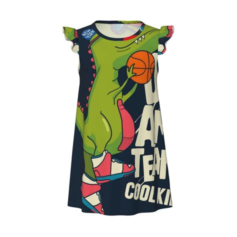 Disketp Dinosaur Basketball Player Print Girls Nightgowns Years