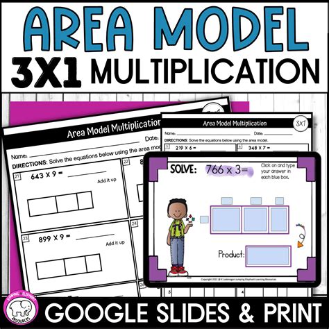 3 Digit By 1 Digit Area Model Multiplication Google Slides And