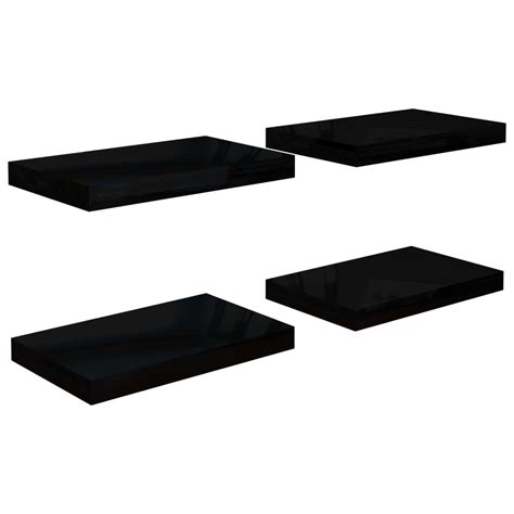 Schweberegale 4 Stk Hochglanz Schwarz 40x23x3 8 Cm MDF Urban Lifestyle