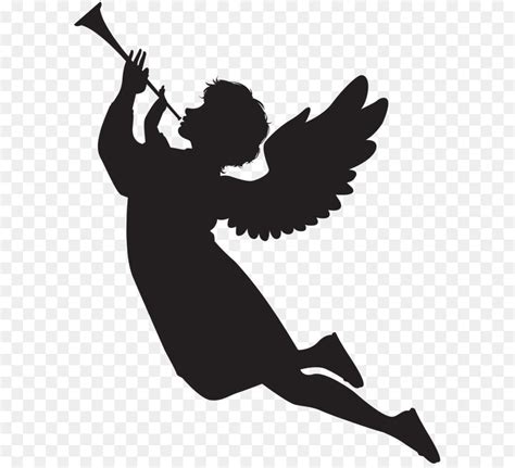 Angel Silhouette Clip art - Angel with Fanfare Silhouette PNG Clip Art ...