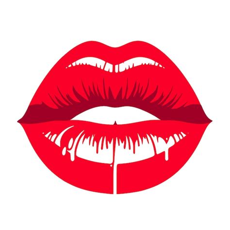 Premium Vector Red Lips On A White Background Red Glossy Lips Vector