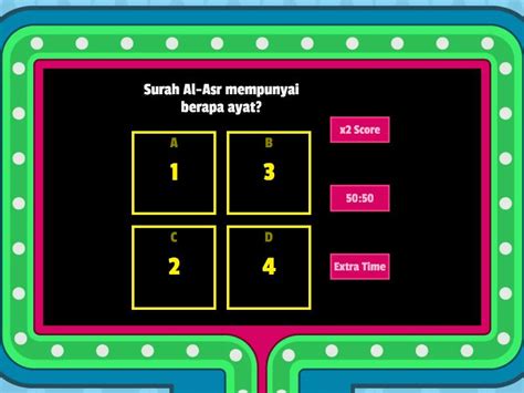 Kefahaman Surah Al Asr Tahun Gameshow Quiz