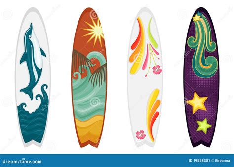 Surfboards Set Of Four Stock Vector Illustration Of Vacation