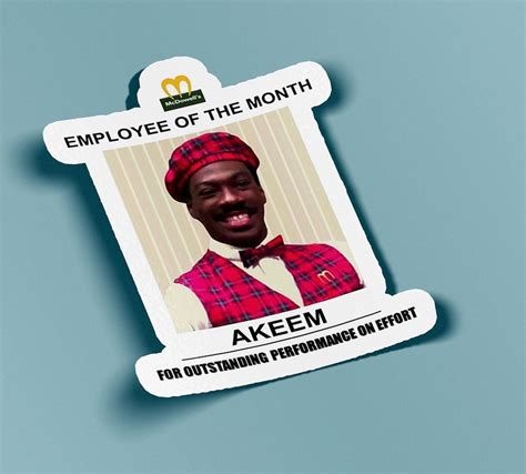 Akeem Employee Of The Month Sticker BOGO Buy One Get One Free Of The