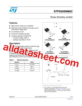 PS20SM80CT Marking STPS20SM80CT Datasheet PDF STMicroelectronics