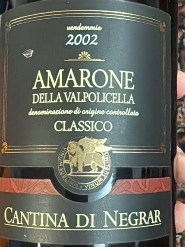 2002 Cantina Di Negrar Amarone Della Valpolicella Classico Vivino US