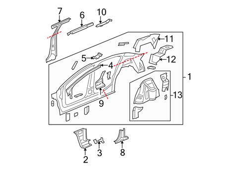 Buick Lucerne Body A Pillar Front INNER COMPONENTS 15812129