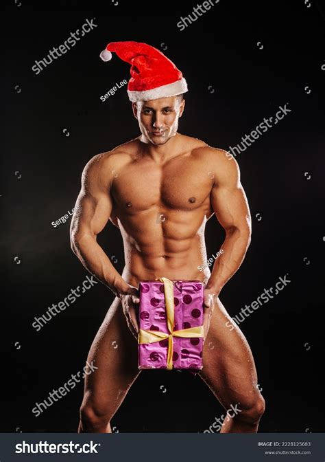 Naked Handsome Male Model Santa Hat Stock Photo Shutterstock