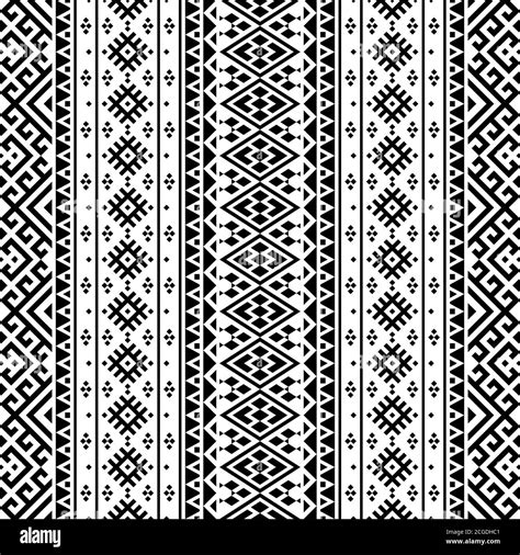 Seamless Ethnic Pattern Illustration Vector With Tribal Design In Black