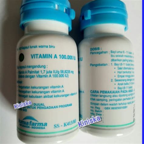 Jual Retinol Vitamin A Palmitate 100000 Iu Kapsul Lunak Biru Kab