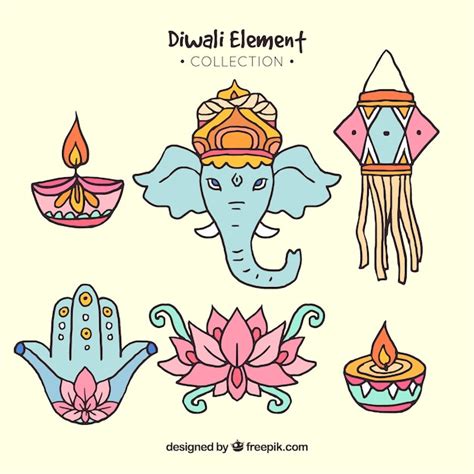 Elementos clásicos de diwali Vector Gratis