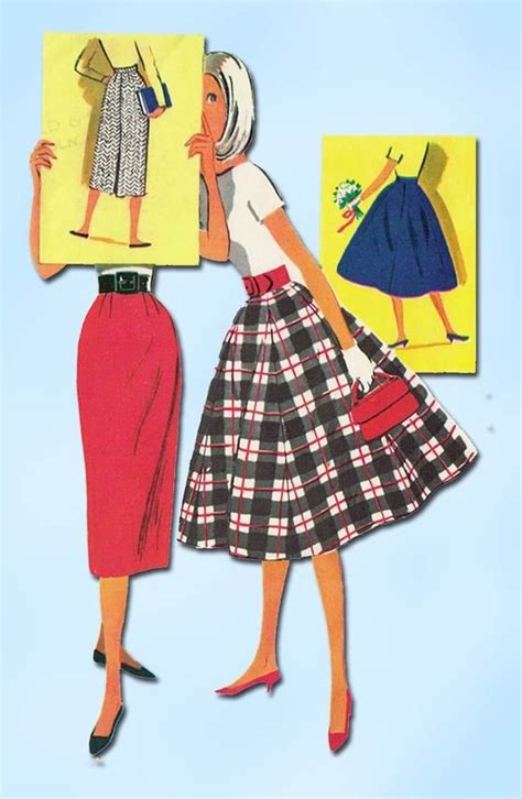 1950s Vintage Mccalls Sewing Pattern 3809 Easy Misses Skirt Set Size 26 Waist Mccalls Skirtpa