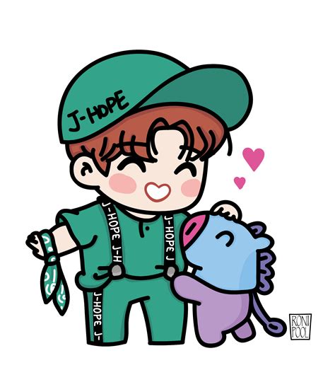 Bts Fanart J Hope Hoseok And Mang Bt21 Drawing Cute Drawings Bts