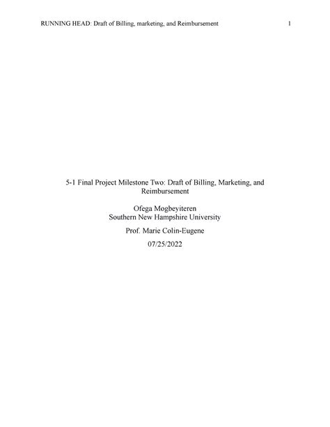 HCM 345 5 1 Final Project Milestone Two Draft Of Billing Marketing