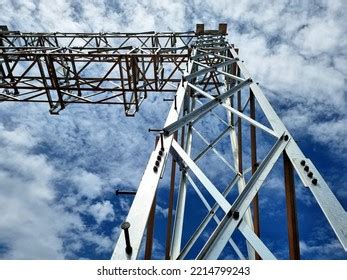 Construction Substation Steel Structure High Voltage Stock Photo