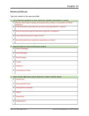 Module 2 Chapter 13 Review And Discuss Questions 1 Donat Docx Chapter