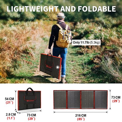 DOKIO 220W 18V Portable Foldable Solar Panel Kit Lightweight 11lb 28x20