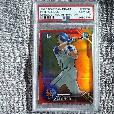 Bowman Chrome Draft Red Refractor Pete Alonso Rc Psa Ebay