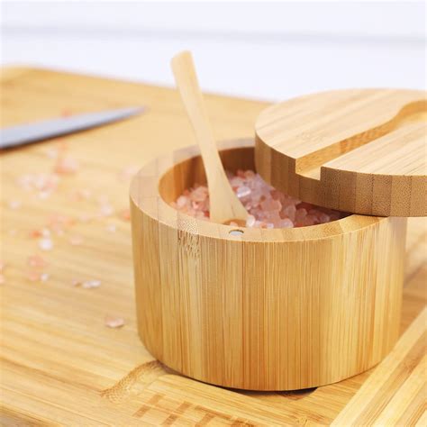 Buy Bamboo Salt Cellar With Mini Spoon By Htb Kitchen Salt Box With
