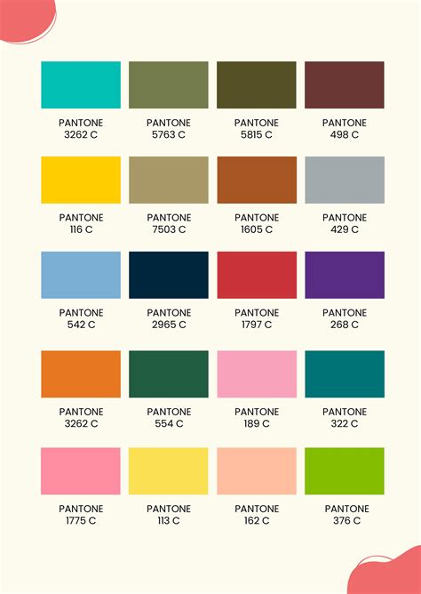 Pantone Colour Chart Pantone Color Chart Decor Color Palette The Best