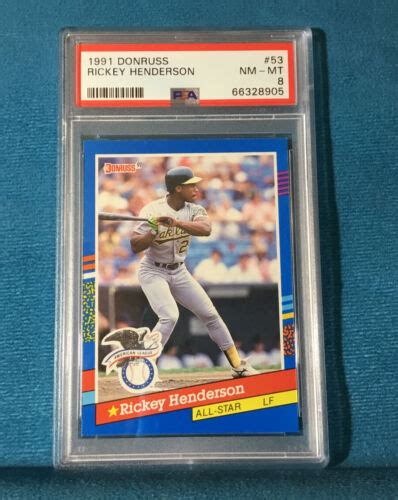 Rickey Henderson Donruss Error Card No Dot After Inc Psa