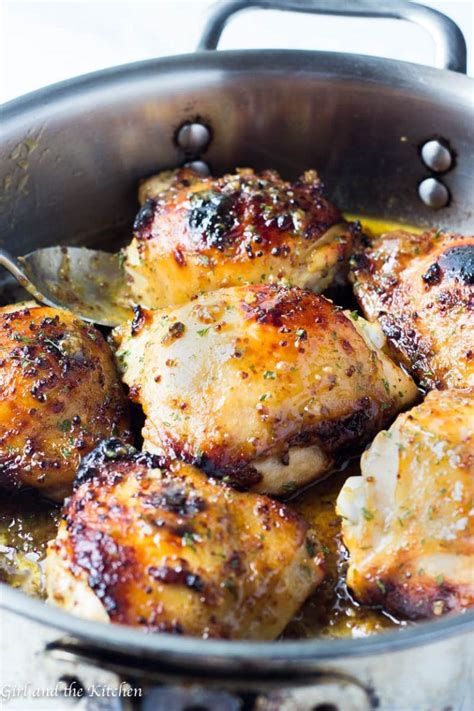 Baked Honey Mustard Chicken Thighs Girl And The Kitchen