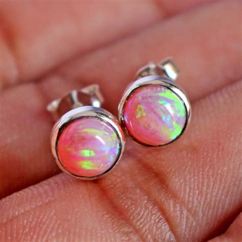 Pink Opal Earrings Etsy