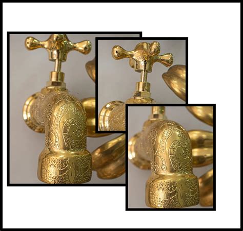 Unlacquered Brass Faucet Engraved Moroccan Handcrafted Powder Room Tap Antiquebrassmoroccan