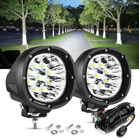 Auxbeam Round LED Offroad Lights 4 Inch 90W LED Pods Light Bar 9000lm