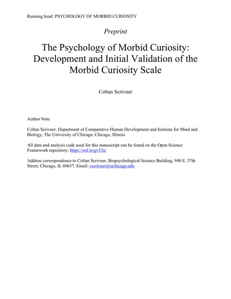 (PDF) The Psychology of Morbid Curiosity: Development and Initial Validation of the Morbid ...