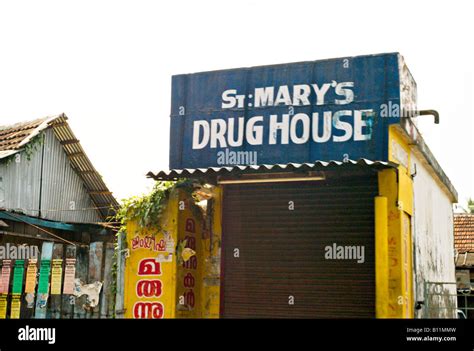 India Kochi Cochin Humorous Sign For A Small Pharmacy In Kochi St Mary