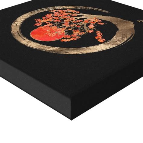 Zen Enso Circle And Golden Sakura Tree Canvas Print Zazzle