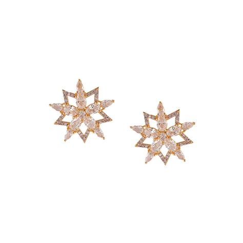 Voylla American Diamond Cz Gold Plated Brass Spiral Stud Earrings Buy