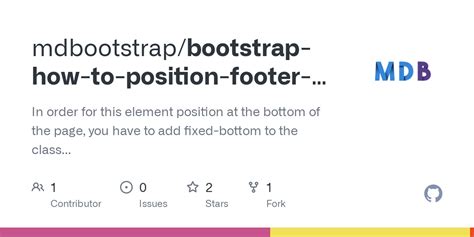 GitHub Mdbootstrap Bootstrap How To Position Footer At Bottom In