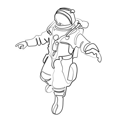 astronauta una línea continua de dibujo vectorial ilustración simple