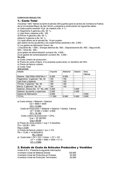 Contabilidad De Costos Un Enfoque Gerencial Ejercicios Resueltos The