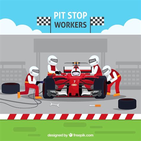 Racing car pit stop workers | Free Vector