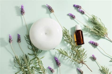 Premium Photo | Air diffuser and lavender oil