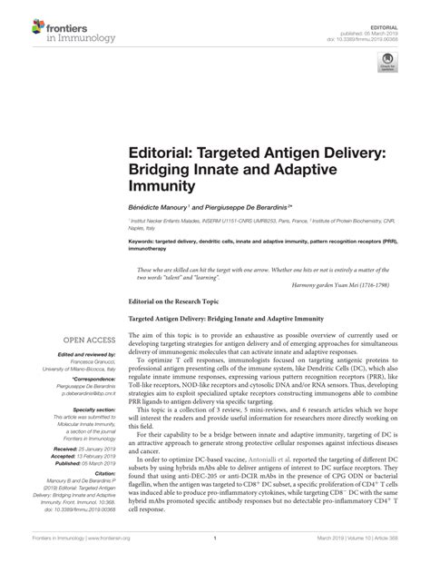 PDF Editorial Targeted Antigen Delivery Bridging Innate And