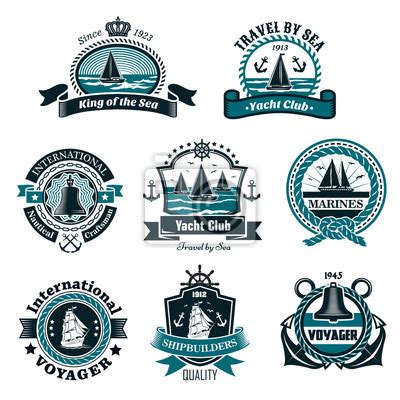 Nautical Icons And Vector Marine Symbols Set Posters For The Wall