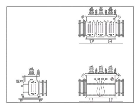 Transformador Electrico 2d En AutoCAD Librería CAD