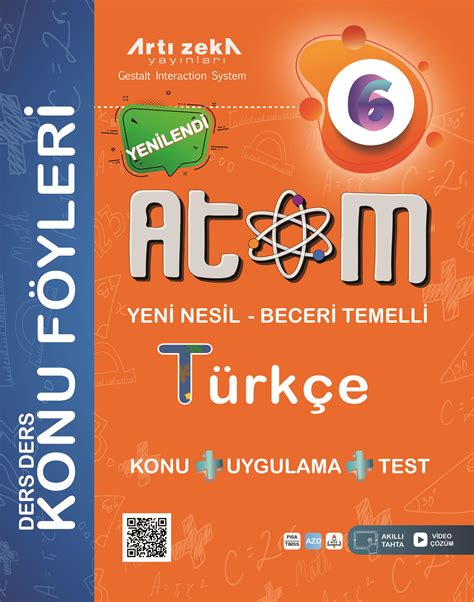 6 Sınıf Atom Beceri Temelli Türkçe Konu Uygulama Seti Föyler Artı